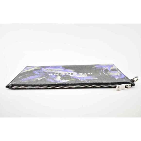 Givenchy Paris Black White Logo Purple Printed Phoenix Bird Zip Pouch Clutch Bag - Picture 9 of 12